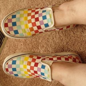 Vans Rainbow Checkered Canvas Shoes